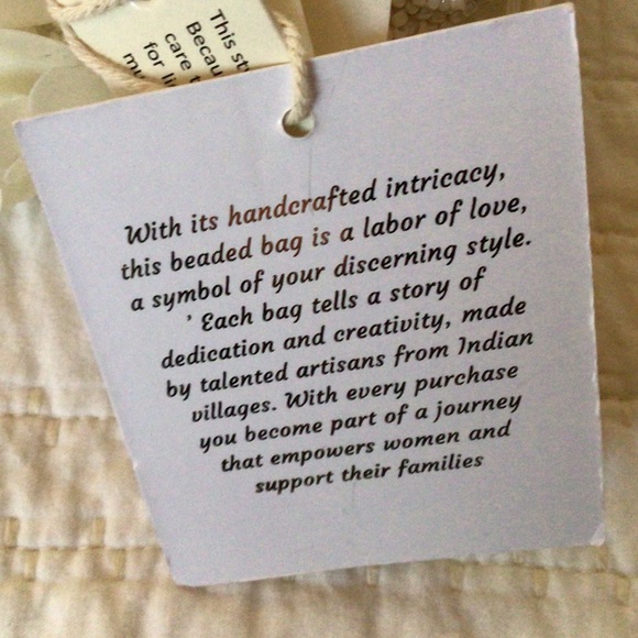 Ivory hand beaded bag, NEW - Picture 3 of 9